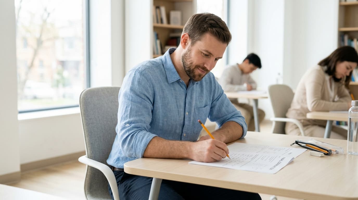 Person taking a practice exam